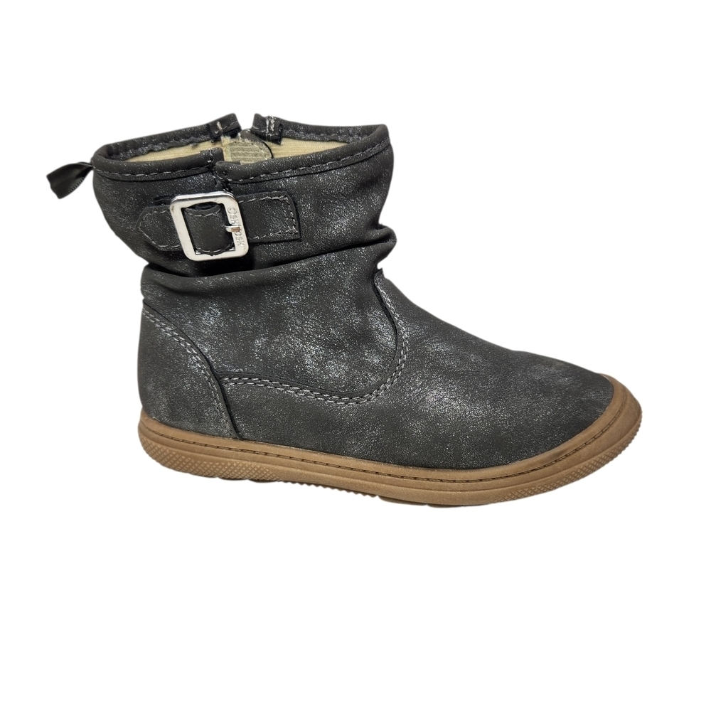 OshKosh B'gosh Toddler Girls' Skippie Ankle Boots Size 11 - Shimmery Gray Zip Up